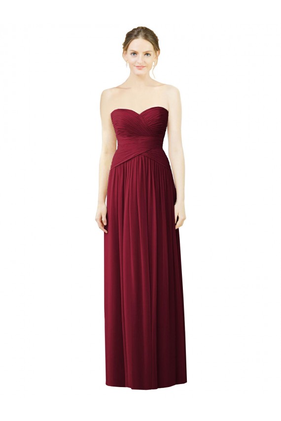 Boutique Bordeaux Trapèze Mousseline Longue Robes demoiselle d'honneur