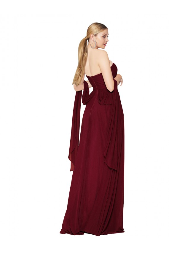 Boutique Bordeaux Trapèze Sans bretelle Mousseline Longue Formelles Robes demoiselle d'honneur / Robes de soirée / Robes de bal