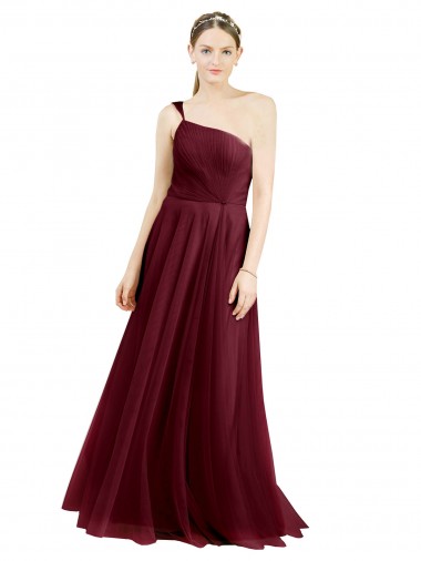 Boutique Bordeaux Trapèze Tulle Longue Robes demoiselle d'honneur