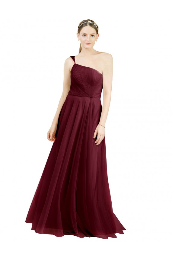 Boutique Bordeaux Trapèze Tulle Longue Robes demoiselle d'honneur