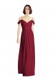 Boutique Bordeaux Trapèze Épaule Dénudée Col V Mousseline Longue Robes demoiselle d'honneur