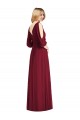 Boutique Bordeaux Trompette Col V Mousseline Longue Robes demoiselle d'honneur
