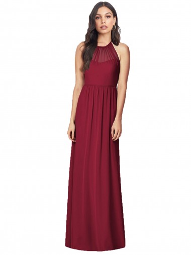 Boutique Bordeaux Trompette Licou Mousseline Longue Robes demoiselle d'honneur