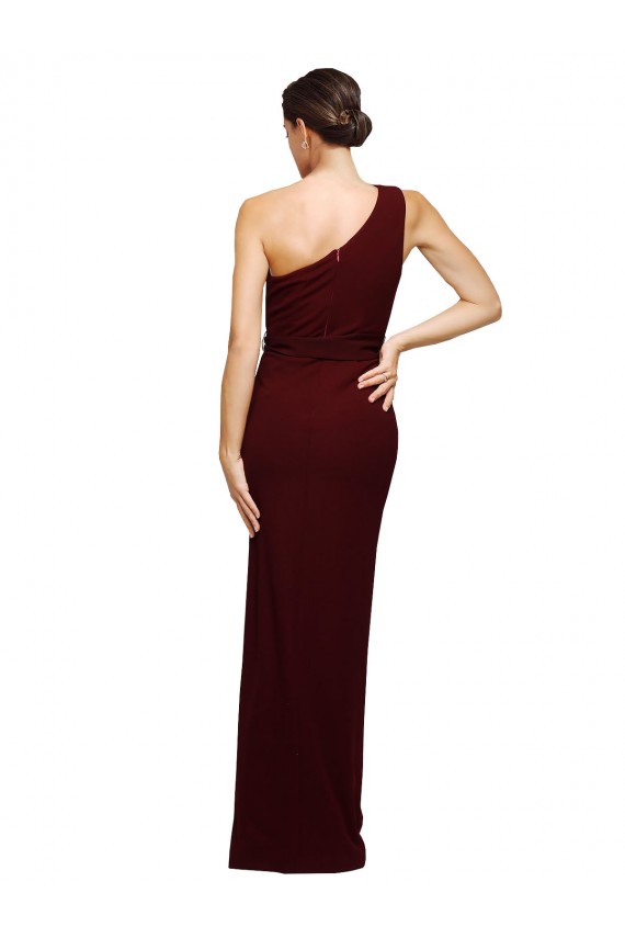Boutique Bordeaux foncé Fourreau Crêpe Stretch Longue Formelles Robes demoiselle d'honneur / Robes de soirée / Robes de bal
