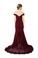 Boutique Bordeaux foncé Sirène Épaule Dénudée Balayage train Crêpe Stretch Dentelle Longue Formelles Robes demoiselle d'honneur / Robes de soirée / Robes de bal