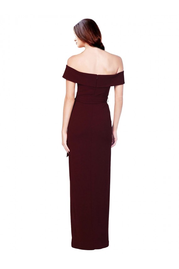 Boutique Bordeaux foncé Sirène Épaule Dénudée Crêpe Stretch Longue Formelles Robes demoiselle d'honneur / Robes de soirée / Robes de bal
