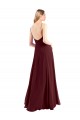 Boutique Bordeaux foncé Trapèze Bretelles spaghetti Col V Mousseline Longue Robes demoiselle d'honneur