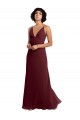 Boutique Bordeaux foncé Trapèze Col V Mousseline Longue Robes demoiselle d'honneur