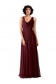 Boutique Bordeaux foncé Trapèze Mousseline Longue Robes demoiselle d'honneur