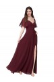 Boutique Bordeaux foncé Trapèze Mousseline Longue Robes demoiselle d'honneur