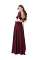 Boutique Bordeaux foncé Trapèze Mousseline Longue Robes demoiselle d'honneur