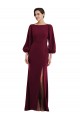 Boutique Bordeaux foncé Trompette Bateau Crêpe Stretch Longue Formelles Robes demoiselle d'honneur / Robes de soirée / Robes de bal