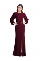 Boutique Bordeaux foncé Trompette Bateau Crêpe Stretch Longue Formelles Robes demoiselle d'honneur / Robes de soirée / Robes de bal