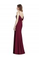 Boutique Bordeaux foncé Trompette Bateau Crêpe Stretch Longue Robes demoiselle d'honneur