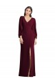Boutique Bordeaux foncé Trompette Col V Crêpe Stretch Longue Robes demoiselle d'honneur / Robes de bal