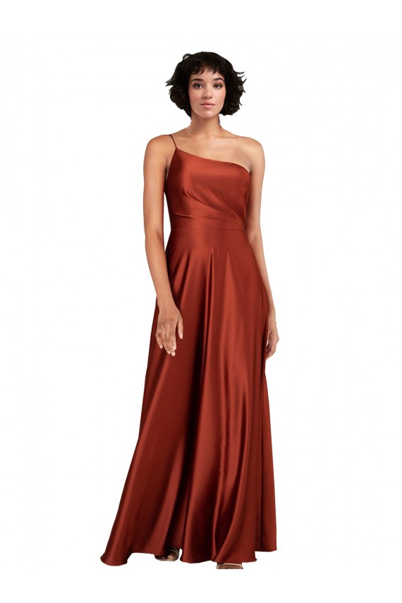 Boutique Burnt Trapèze Satiné Soyeux Longue Formelles Robes demoiselle d'honneur / Robes de soirée / Robes de bal