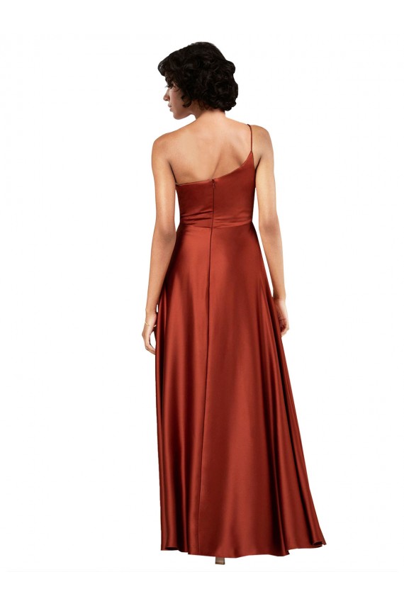 Boutique Burnt Trapèze Satiné Soyeux Longue Formelles Robes demoiselle d'honneur / Robes de soirée / Robes de bal