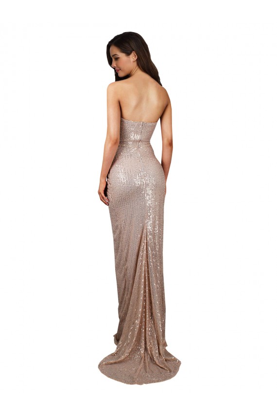 Boutique Champagne Sirène Scoop Paillette Longue Formelles Robes demoiselle d'honneur / Robes de soirée / Robes de bal