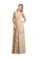 Boutique Champagne Trapèze Bretelles spaghetti Mousseline Longue Robes demoiselle d'honneur