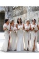 Boutique Champagne Trapèze Col V Mousseline Longue Robes demoiselle d'honneur