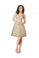 Boutique Champagne Trapèze Col V Tulle Dentelle Courte Robes demoiselle d'honneur