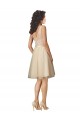 Boutique Champagne Trapèze Col V Tulle Dentelle Courte Robes demoiselle d'honneur