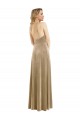 Boutique Champagne Trapèze Licou Col Haut Velours Stretch Longue Robes demoiselle d'honneur / Robes de bal