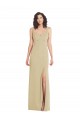 Boutique Champagne Trompette Col Carré Crêpe Stretch Longue Formelles Robes demoiselle d'honneur / Robes de soirée / Robes de bal