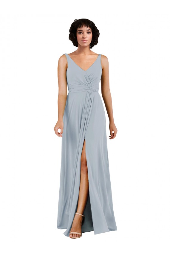 Boutique Colonne Col V Mousseline Longue Robes demoiselle d'honneur