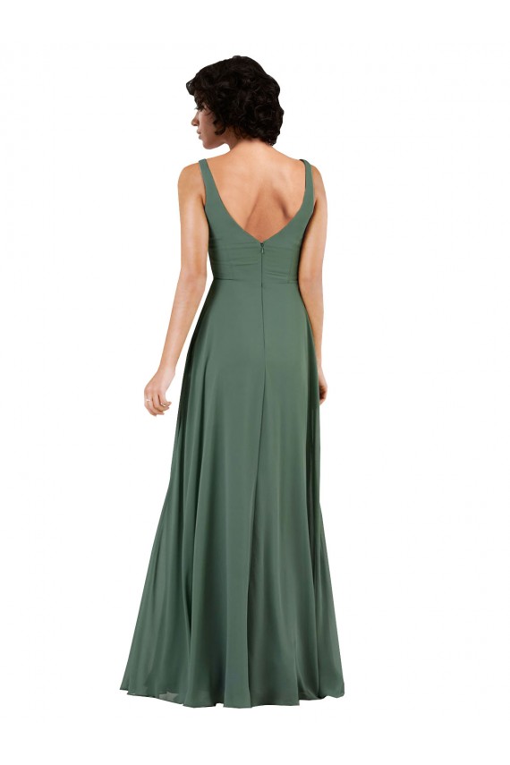 Boutique Colonne Col V Mousseline Longue Robes demoiselle d'honneur