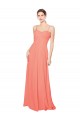 Boutique Corail Trapèze Bretelles spaghetti Mousseline Longue Robes demoiselle d'honneur