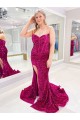Boutique Couleur affichée Fourreau Balayage train Paillettes Velours Longue Robes de bal