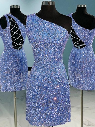 Boutique Couleur affichée Fourreau Courte Paillettes Velours Courte Robes de bal