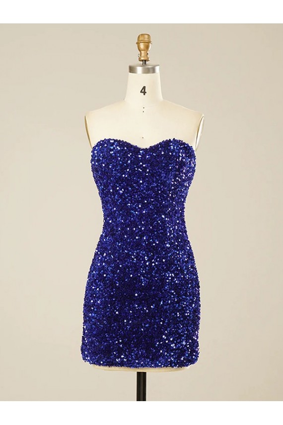 Boutique Couleur affichée Fourreau Courte Paillettes Velours Courte Robes de bal