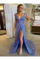 Boutique Couleur affichée Trapèze Col V Traîne moyenne Paillettes Velours Longue Robes de bal