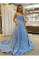 Boutique Couleur affichée Trapèze Scoop Traîne moyenne Paillettes Velours Longue Robes de bal