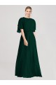 Boutique Evergreen Trapèze Col rond Mousseline Longue Robes demoiselle d'honneur