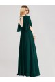 Boutique Evergreen Trapèze Col rond Mousseline Longue Robes demoiselle d'honneur