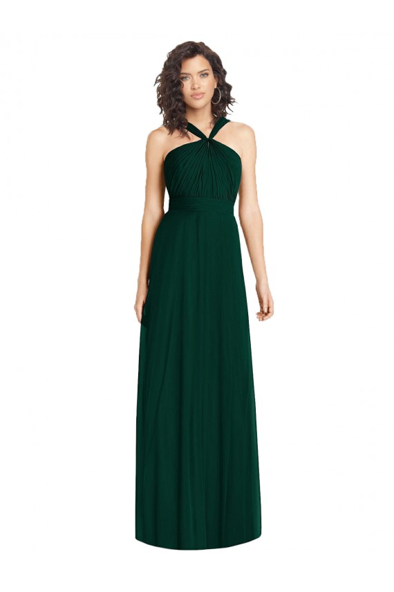 Boutique Evergreen Trapèze Licou Mousseline Longue Robes demoiselle d'honneur