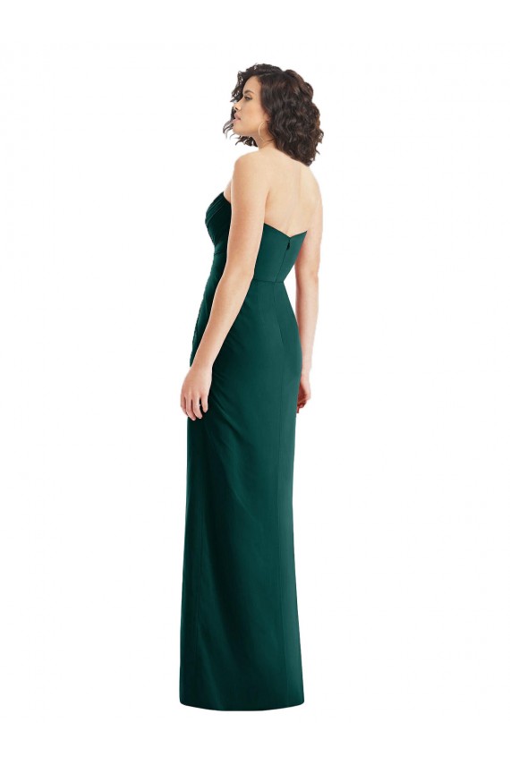 Boutique Evergreen Trapèze Sans bretelle Mousseline Longue Robes demoiselle d'honneur