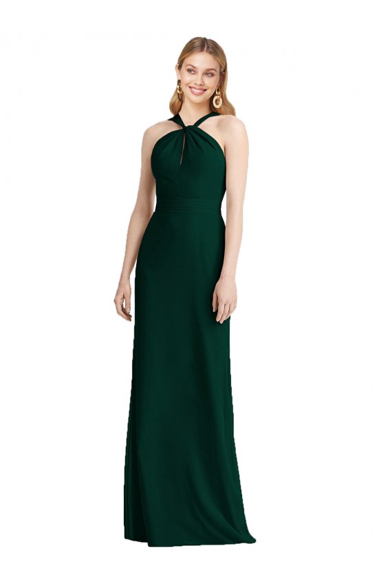 Boutique Evergreen Trompette Licou Mousseline Longue Robes demoiselle d'honneur
