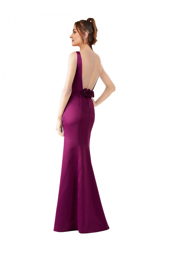 Boutique Fourreau Bateau Satiné Longue Formelles Robes demoiselle d'honneur / Robes de soirée / Robes de bal