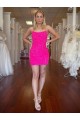 Boutique Fourreau Bretelles spaghetti Courte Paillettes Velours Courte Robes de bal
