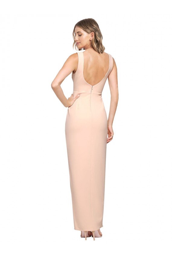 Boutique Fourreau Col Carré Crêpe Stretch Longue Formelles Robes demoiselle d'honneur / Robes de soirée / Robes de bal