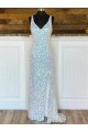 Boutique Fourreau Col V Balayage train Paillettes Velours Longue Robes de bal