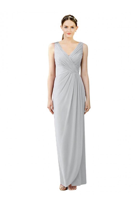 Boutique Fourreau Col V Mousseline Longue Robes demoiselle d'honneur