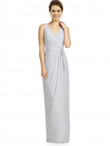 Boutique Fourreau Col V Mousseline Longue Robes demoiselle d'honneur