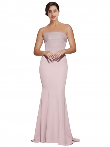 Boutique Fourreau Sans bretelle Balayage train Crêpe Stretch Longue Formelles Robes demoiselle d'honneur / Robes de soirée / Robes de bal