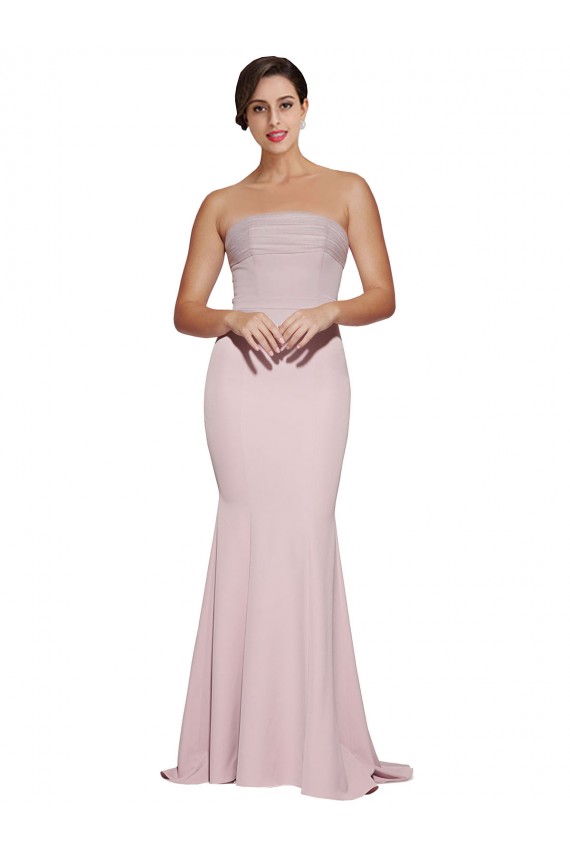 Boutique Fourreau Sans bretelle Balayage train Crêpe Stretch Longue Formelles Robes demoiselle d'honneur / Robes de soirée / Robes de bal