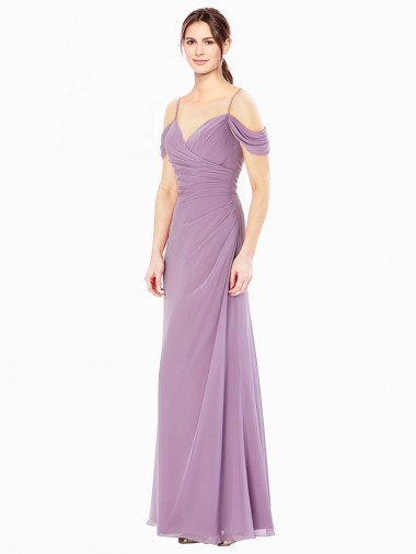 Boutique Fourreau Épaule Dénudée Mousseline Longue Robes demoiselle d'honneur
